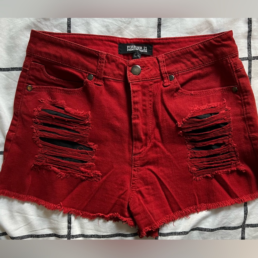 Rust high waist cut off shorts